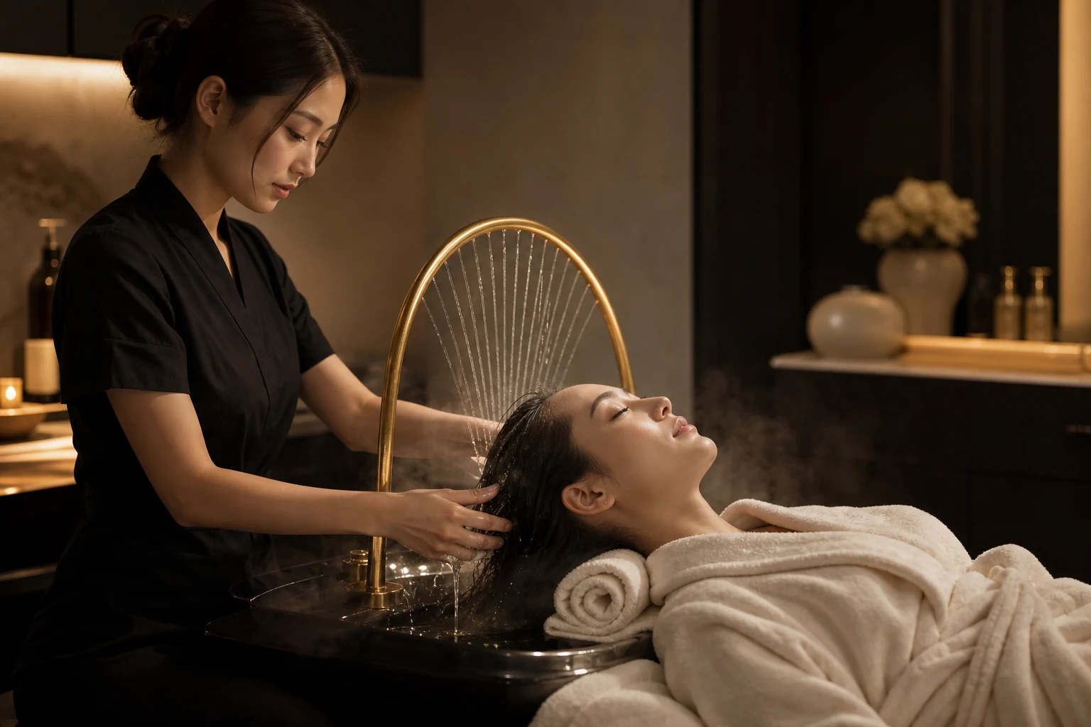 Client enjoying the Special Head Spa Treatment at Love Nails Beauty and Spa